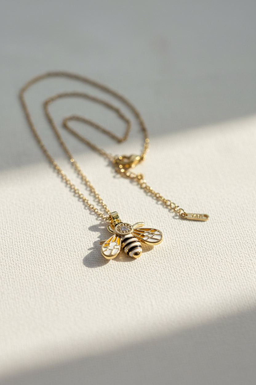 Gold Plated Bee Necklace for Women | 18 Inch Necklace