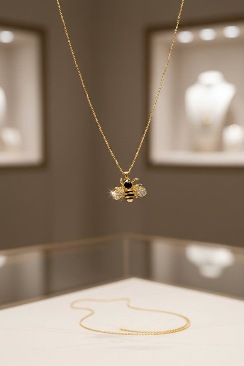Gold Plated Bee Necklace for Women | 18 Inch Necklace