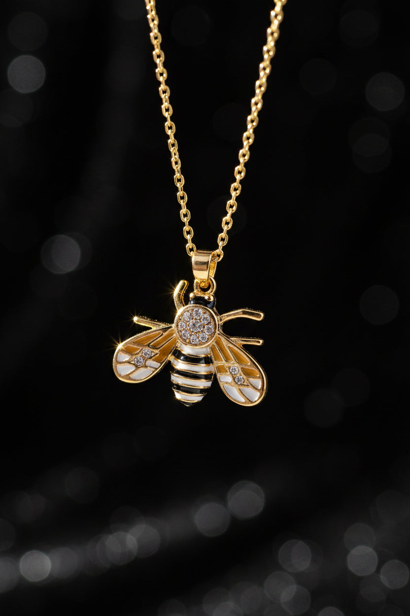 Gold Plated Bee Necklace for Women | 18 Inch Necklace