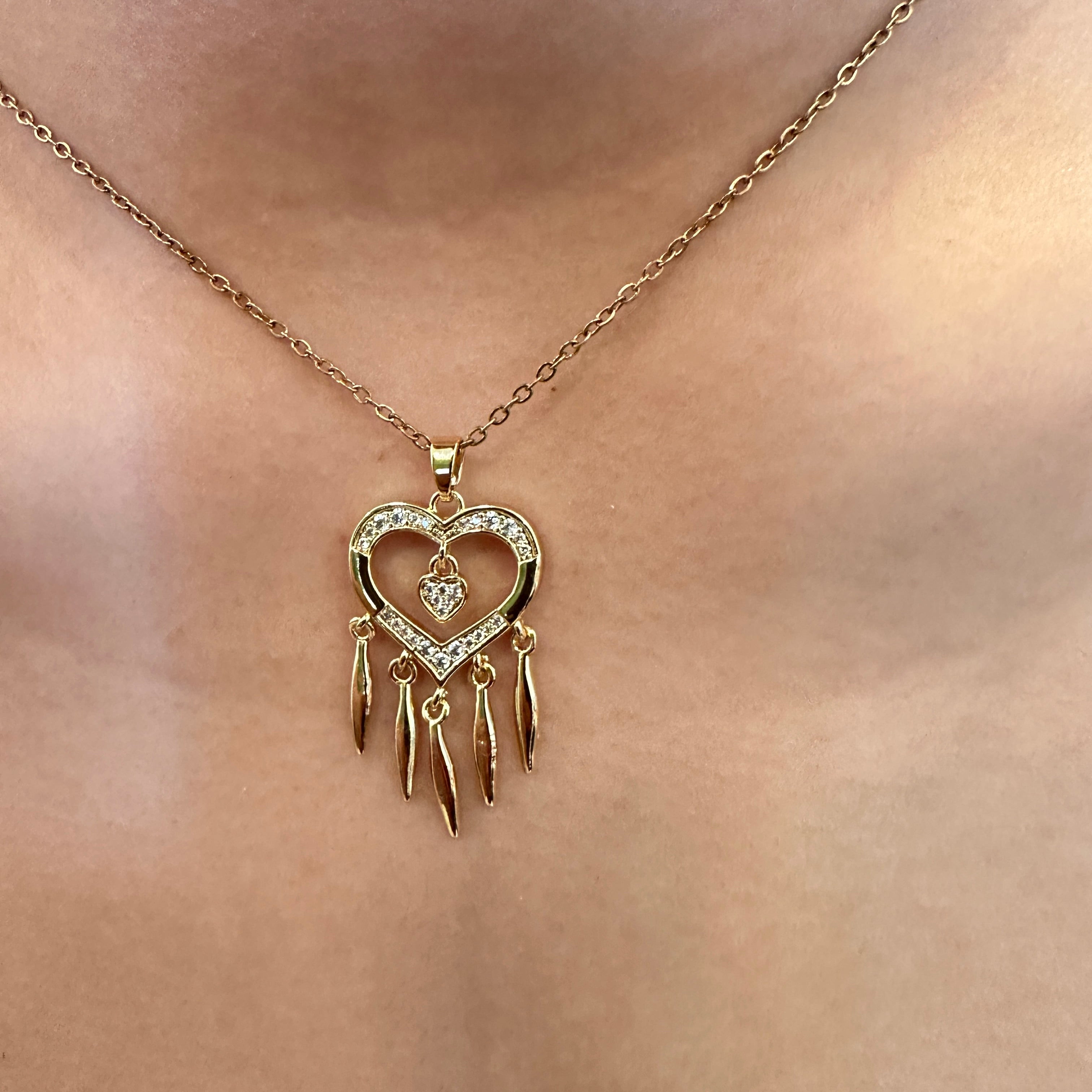 heart dreamcatcher necklace